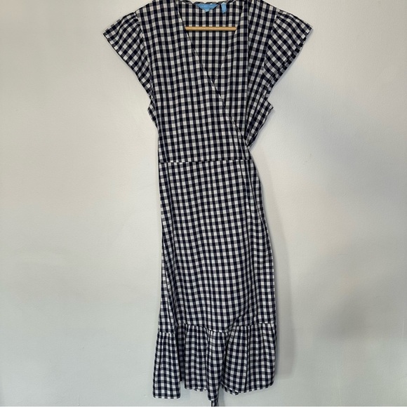 Draper James Gingham Wrap Dress - Navy and White size 8 - Picture 5 of 10